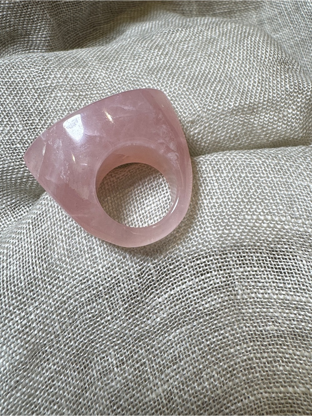 Genuine Rose Quartz Chunky Statement Ring Size 7